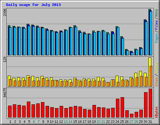 Daily usage for July 2013