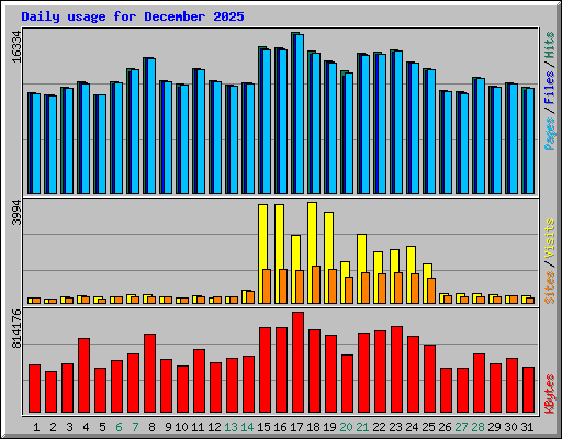 Daily usage for December 2025
